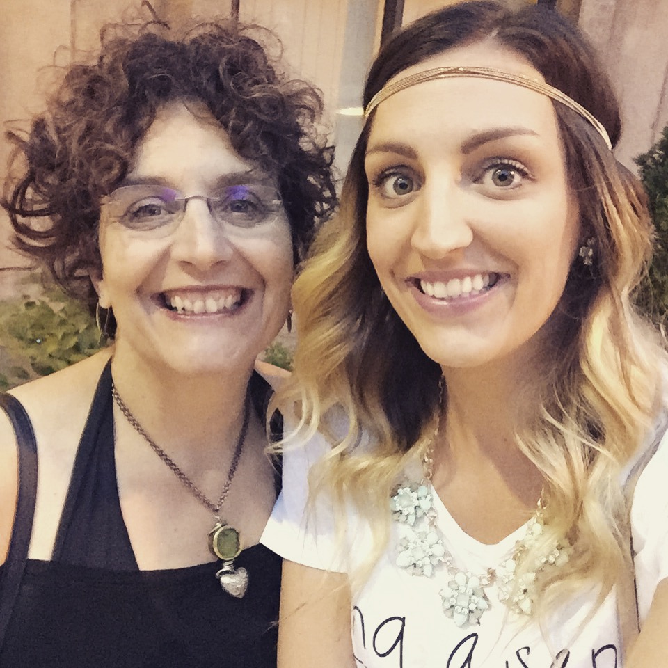 My mom and I at the Jazz Festival, pre-wine.